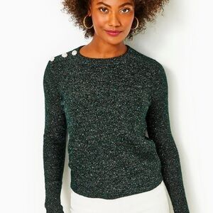 Like New Lilly Pulitzer Morgen Sequin Sweater in Evergreen Metallic, Size Small